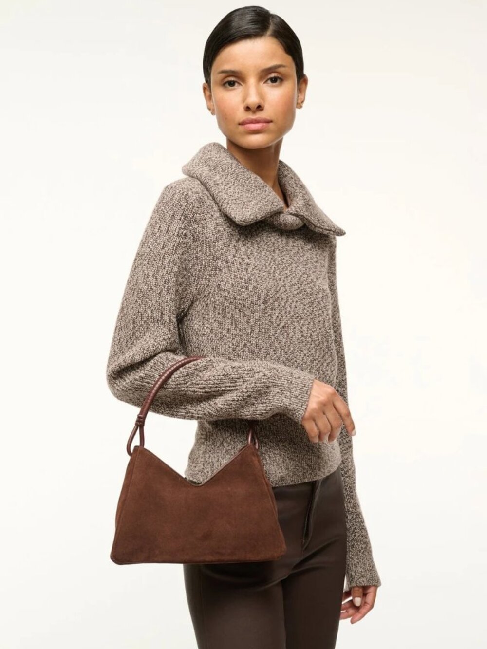 Staud Valerie Shoulder Bag in Mahogany Suede - Picture 5 of 12